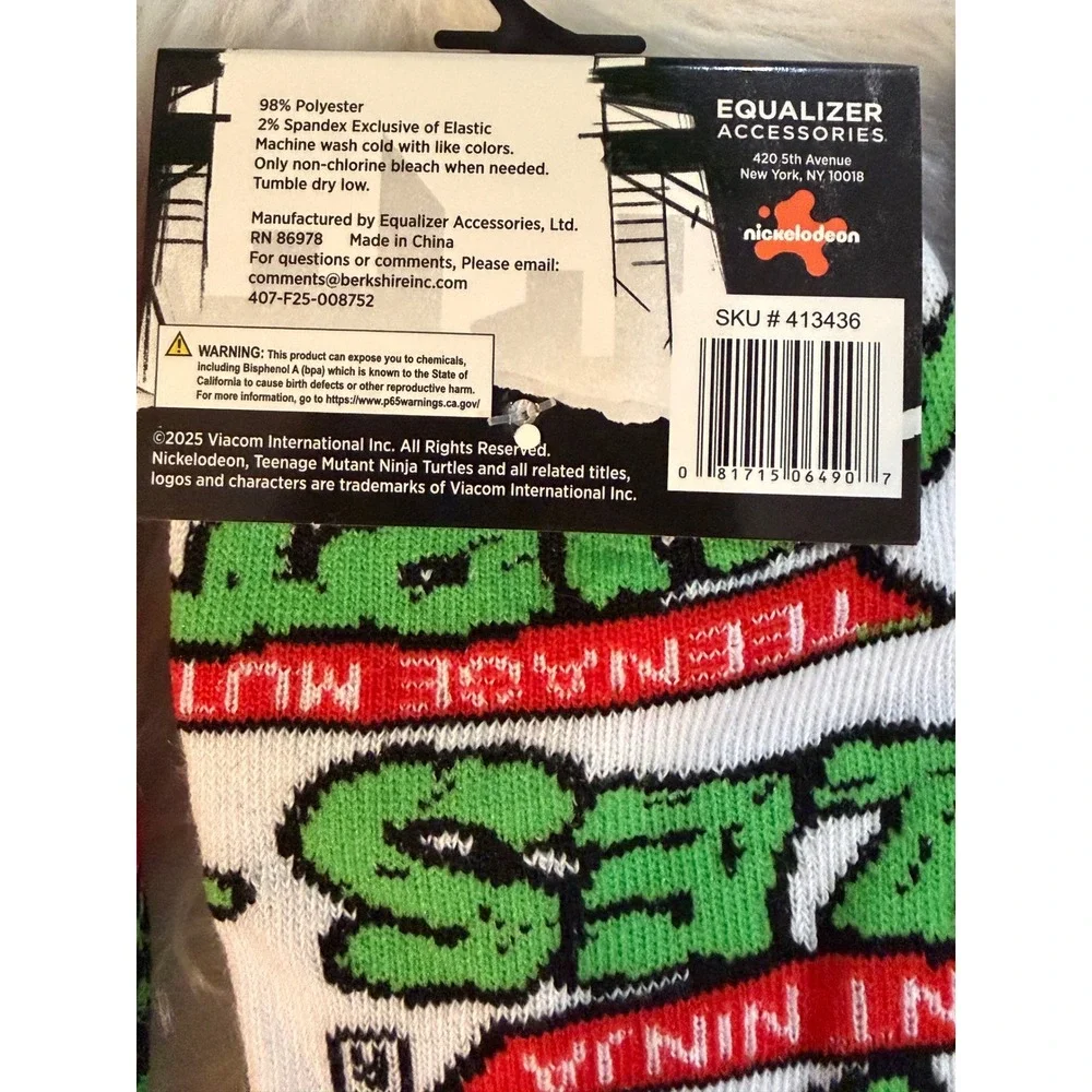 Teenage Mutant Ninja Turtles Crew Socks 3 Pair Bundle Raphael Leonardo TMNT Logo